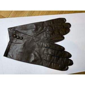 Vintage Grandoe Gloves Dark Brown Leather Lined Size 6.5 EUC